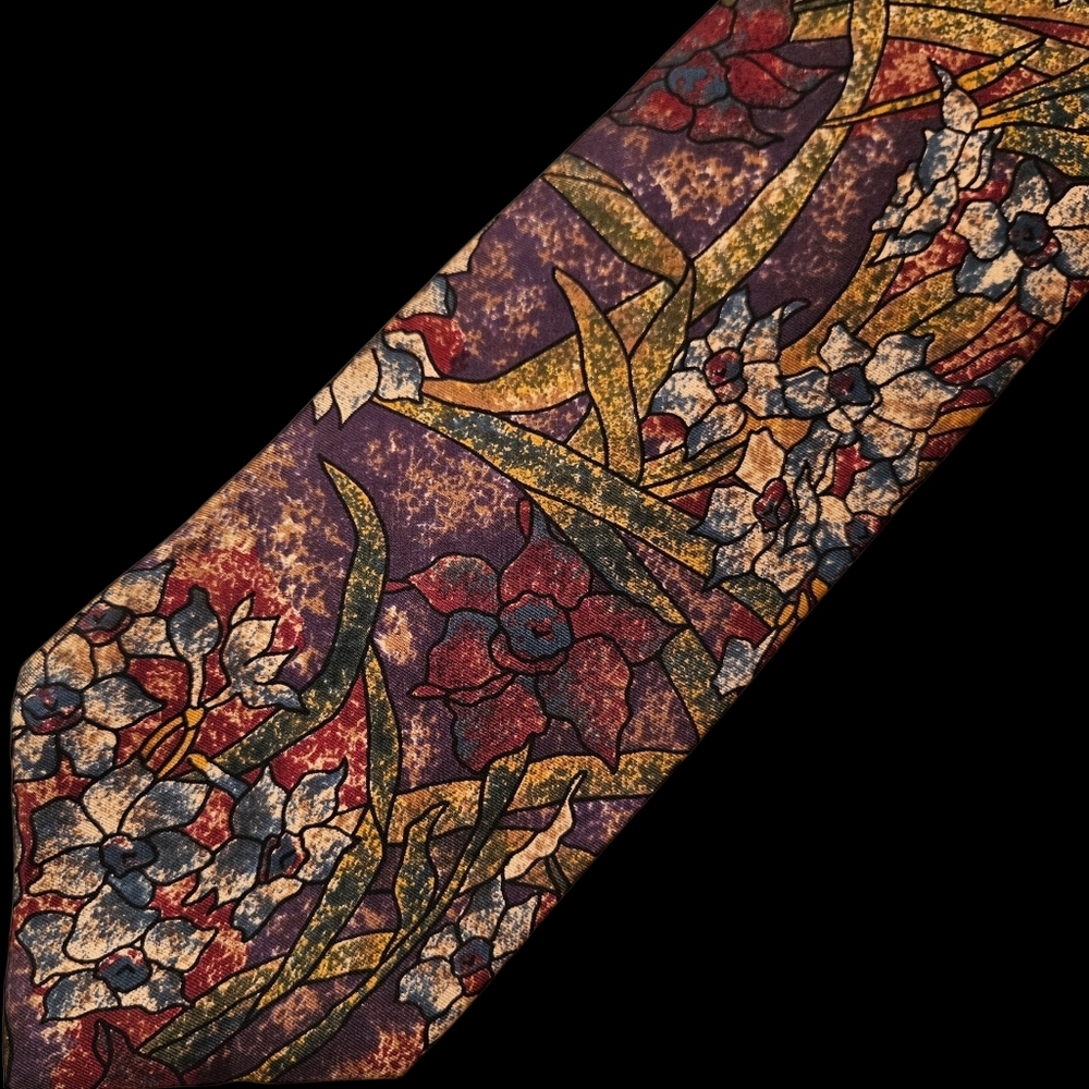 Viaggio silk tie with colorful floral print
